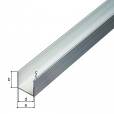 ALUMINIUM U-PROFIEL BLANK 1M 20X20X20X1,5MM