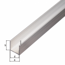 ALUMINIUM U-PROFIEL BLANK 1M 25X25X25X2MM