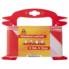 HASPEL AFZETBAND ROOD-WIT 25MTR