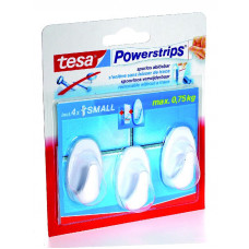 3X TESA POWERSTRIPS HAAK KLEIN OVAAL WIT