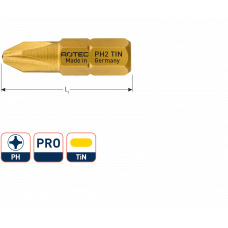 ROTEC 2X PROF SCHROEFBIT PH3 25MM TIN