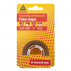 2-ZIJDIG PLAKBAND (FOTOTAPE) 10MTR 12MM TRANSPARANT