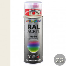 DUPLICOLOR ACRYL RAL 9010 HELDER WIT ZIJDEGLANS 400ML