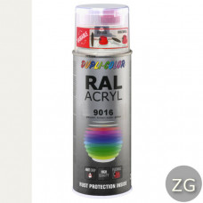 DUPLICOLOR ACRYL RAL 9016 VERKEERS WIT ZIJDEGLANS 400ML