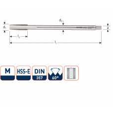 HSS MACHINETAP DIN 357 M5X0,8 (LENGTE 110MM)