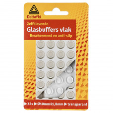 32 STUKS 10MM GLASBUFFER VLAK TRANSPARANT