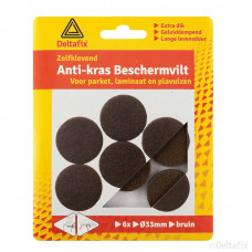 ANTI-KRAS VILT ROND 33MM BRUIN (6 STUKS)