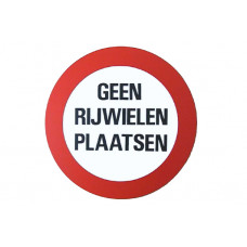 PLASTIC WAARSCHUWINGSBORD GEEN RIJWIELEN PLAATSEN 236MM