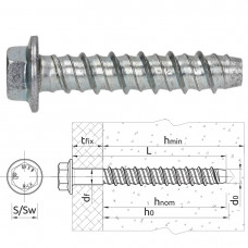 BETONSCHROEF VERZINKT ZESKANT SW17 M10X85MM