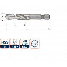 ROTEC HSS-G 1/4" ZESKANT BOORBIT 5,0MM