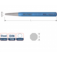 ROTEC CENTERPUNT 8-KANT 12X120MM +PUNT 5MM