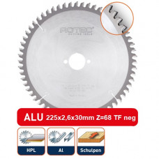 ROTEC HM CIRKELZAAGBLAD NF-METALEN 225X2,6X30MM Z=68 TF NEG