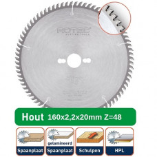 ROTEC HM CIRKELZAAGBLAD TRAPEZIUM/VLAK 160X2,2X20MM Z=48 TF