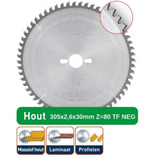 ROTEC HM CIRKELZAAGBLAD 305X2,6X30MM Z=80 TF NEG