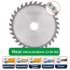 ROTEC HM CIRKELZAAGBLAD 190X2,8X30MM Z=30 WZ