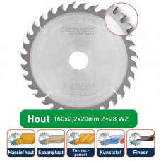 ROTEC HM CIRKELZAAGBLAD 160X2,2X20MM Z=28 WZ