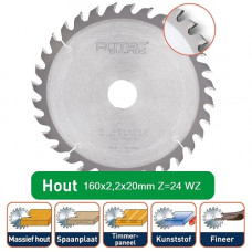 ROTEC HM CIRKELZAAGBLAD 160X2,2X20MM Z=24 WZ