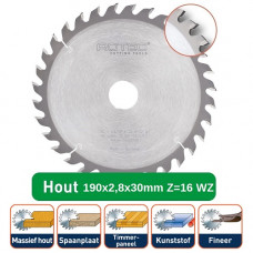 ROTEC HM CIRKELZAAGBLAD 190X2,8X30MM Z=16 WZ