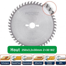 ROTEC HM CIRKELZAAGBLAD 250X3,2X30MM Z=30 WZ