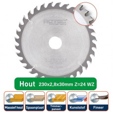 ROTEC HM CIRKELZAAGBLAD 230X2,8X30MM Z=24 WZ