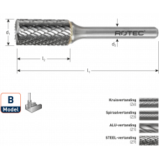 ROTEC B HM STIFTFREES KRUISVERTAND 6X18X50MM