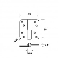 AXA KOGELPAUMELLE RONDE HOEK 89X89MM RVS LINKS (KNOP VERZET)